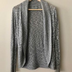 Gray Knit Open Front Cardigan